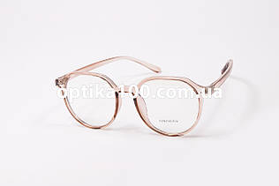 Кругла жіноча напівпрозора оправа для окулярів для зору кольору персик. Легка