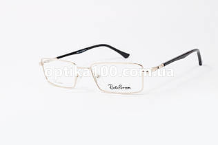 Прямокутна витончена жіноча оправа для окулярів для зору в золотистому кольорі. Металева