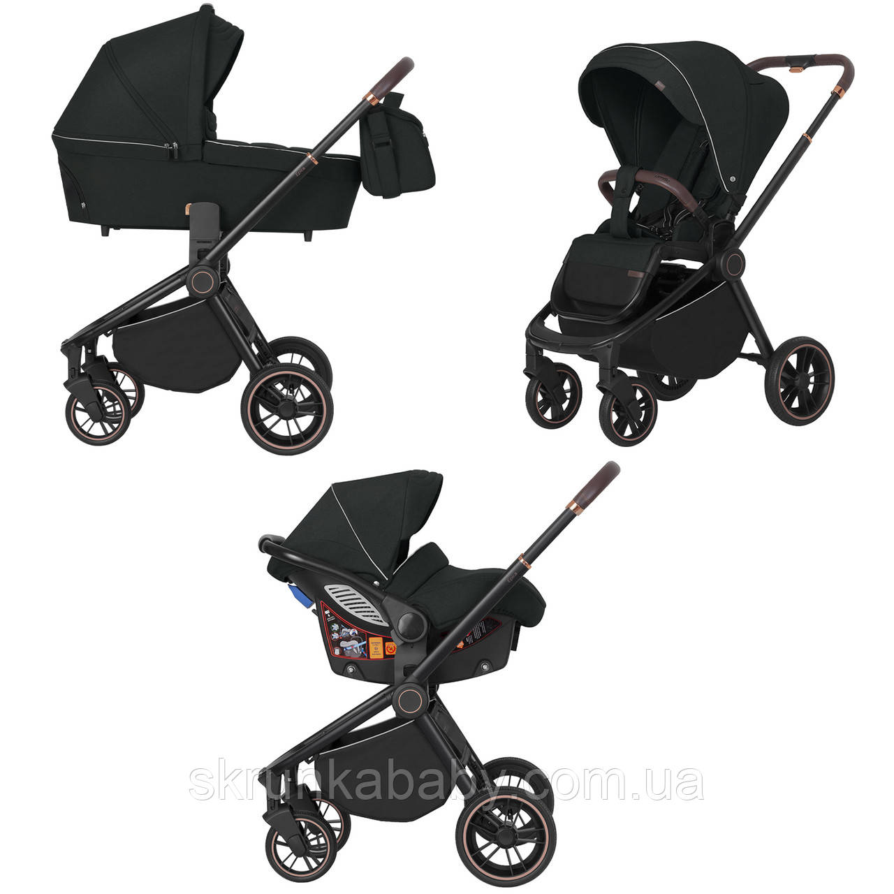 Універсальна коляска 3в1 CARRELLO Epica Space Black (чорна рама)