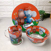 Набор детский для обеда, для девочек HLS Радужный Тима и Тома 3 предмета, детская посуда