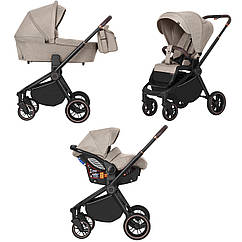Універсальна коляска 3в1 CARRELLO Epica Almond Beige (чорна рама)