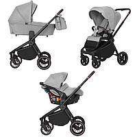 Коляска універсальна CARRELLO Epica CRL-8511/1 (3in1) Silver Grey +дощовик (чорна рама)