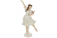 Новогодняя статуэтка под елку Балерина с щелкунчиком кремового цвета 25.5 см