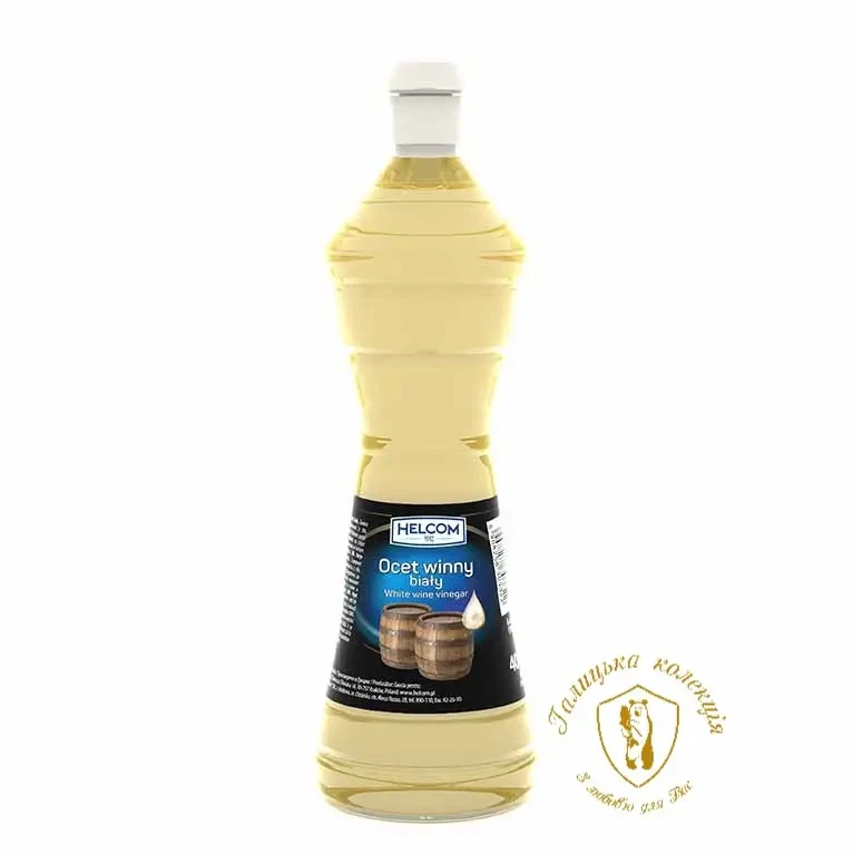 Уксус винний (білий) Helcom, 400 мл, Польща в пластиковій пляшці з дозатором із червоного вина, фото 1