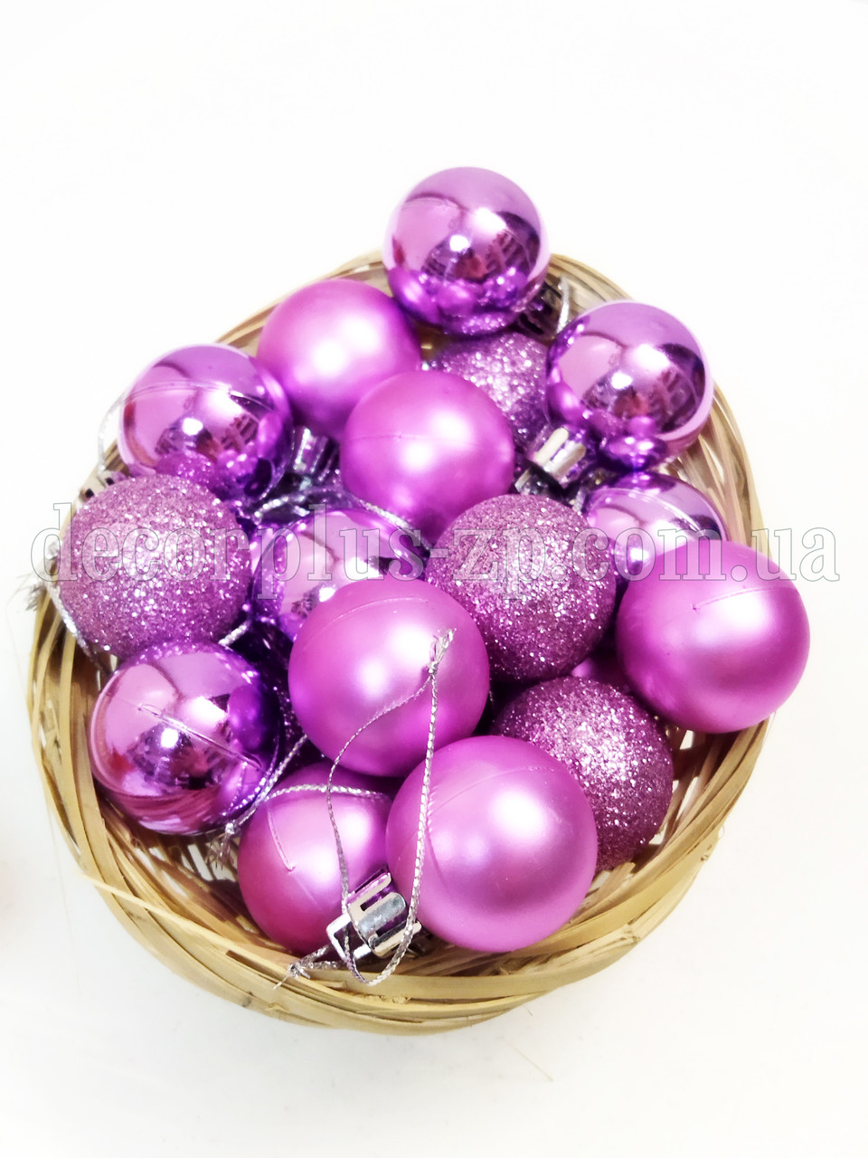 Іграшка новорічна куля 3см рожева, фото 1