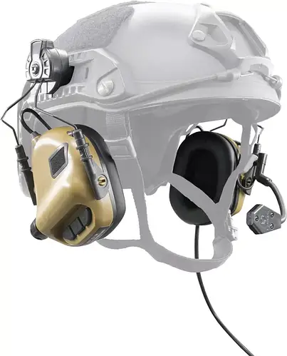 Навушники активні тактичні з кріпленням на каску та мікрофоном EARMOR M32H 22dB Койот