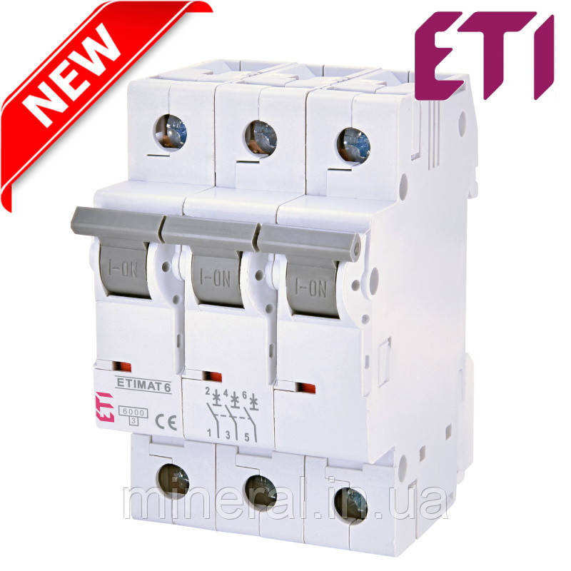 Автоматичний вимикач ETIMAT 6 3p C 1 A (6kA) ЕТІ