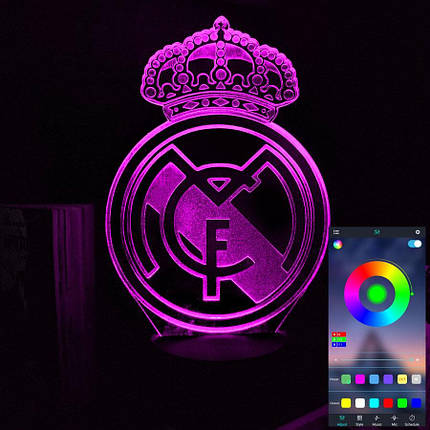 Акриловий світильник-нічник керування з телефона Real Madrid tty-n002157, фото 1