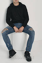 Підліткова кофта з капюшоном, худі для хлопчиків з якісного і натурального трикотажу - чорна, фото 2