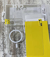 Прозорий чохол Magsafe Baseus Crystal Magnetic для iPhone 14 Plus (захисне скло в комплекті)