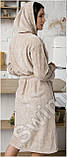 Жіночий банний халат мікрофібра велсофт Smile Капучіно, фото 3