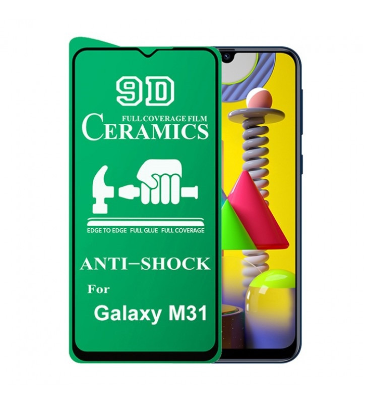 Протиударна захисна плівка Ceramics 9D для Samsung M315 Galaxy M31 (2020) Full Glue (0.3 мм, 9D) чорна