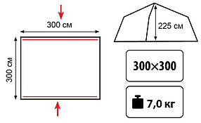 Облеглий кемпінговий намет Tram Lite Bungalow Green (TLT-0115.06) чотиригранної форми з 2 входи