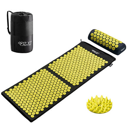 Коврик акупунктурний з валиком 4FIZJO Аплікатор Кузнецьова 128 x 48 см 4FJ0087 Black/Yellow, фото 1