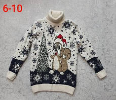 Новорічний вовняний светр на дівчаток 6,7,8,9,10 років