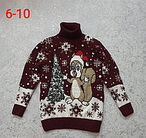 Новорічний вовняний светр на дівчаток 6,10 років