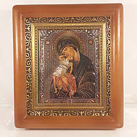 Ікона Взиграння Пресвята Богородиця, лик 10х12 см, в коричневому дерев'яному кіоті