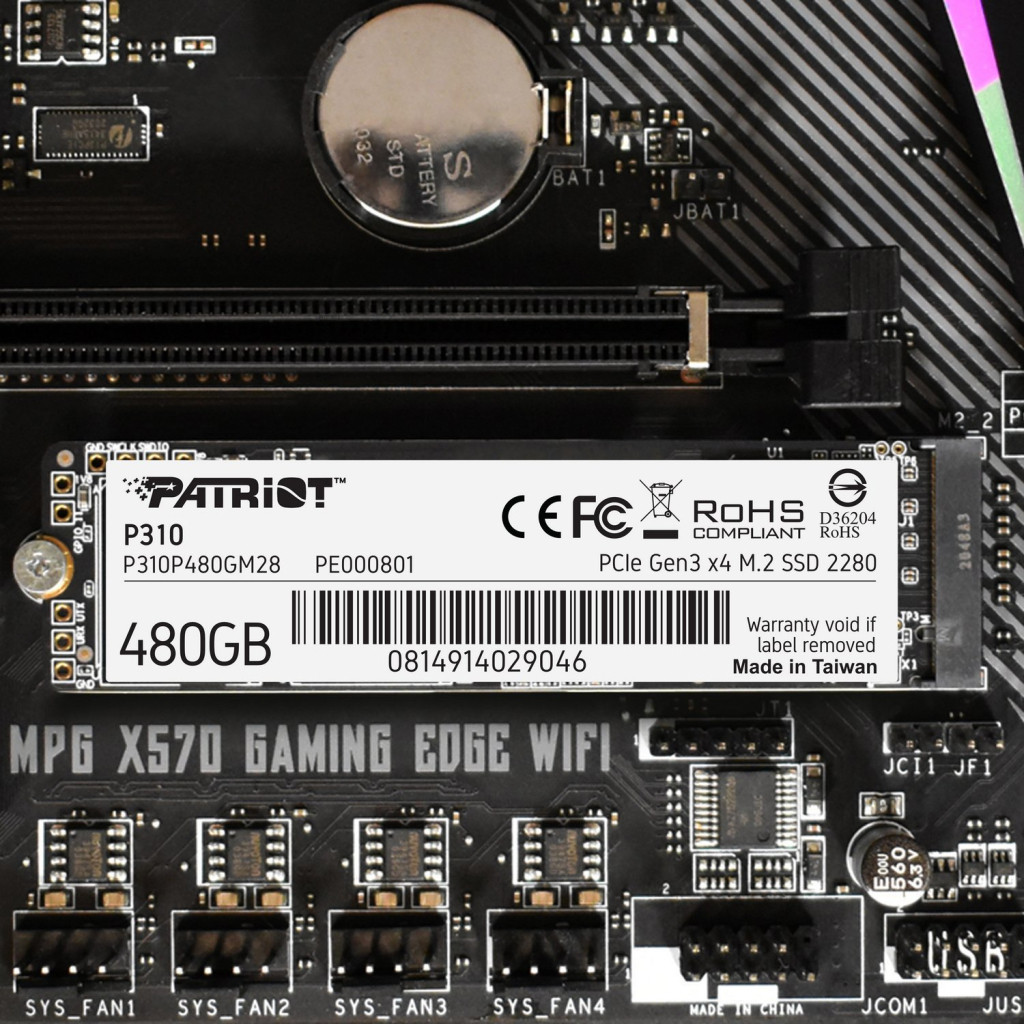 Накопичувач SSD Patriot Memory P310 480 GB PCI-E 3.0 x4 TLC (P310P480GM28)