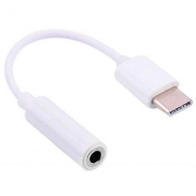 Перехідник адаптер кабельний Type-C to Audio Aux 3.5 mm White