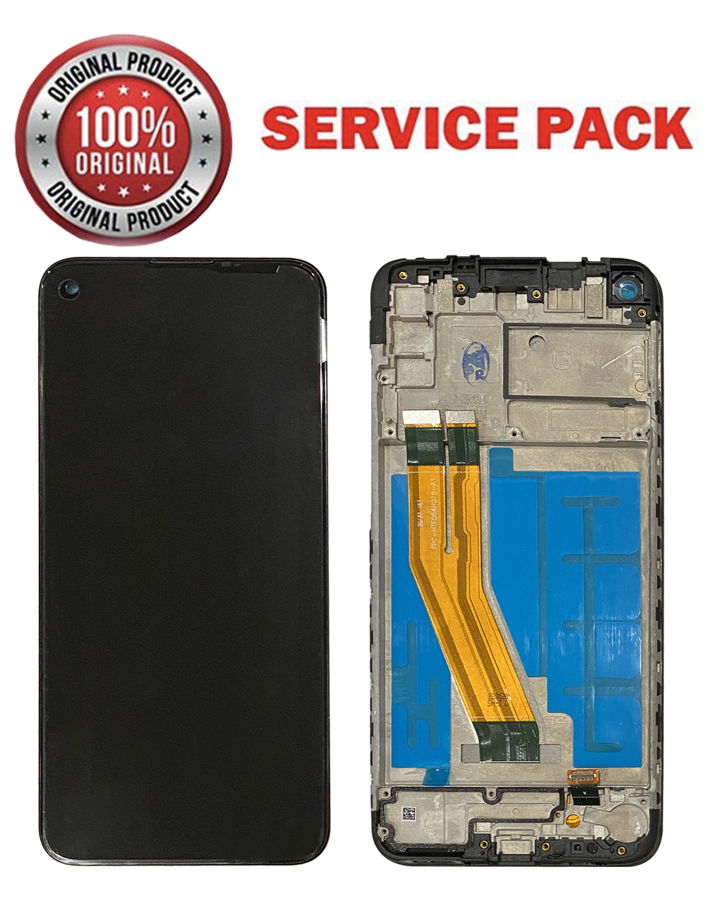 Дисплейний модуль (екран) для Samsung A115 (A11) чорний з РАМКОЮ Оригінал 100% SERVICE PACK GH81-18760A