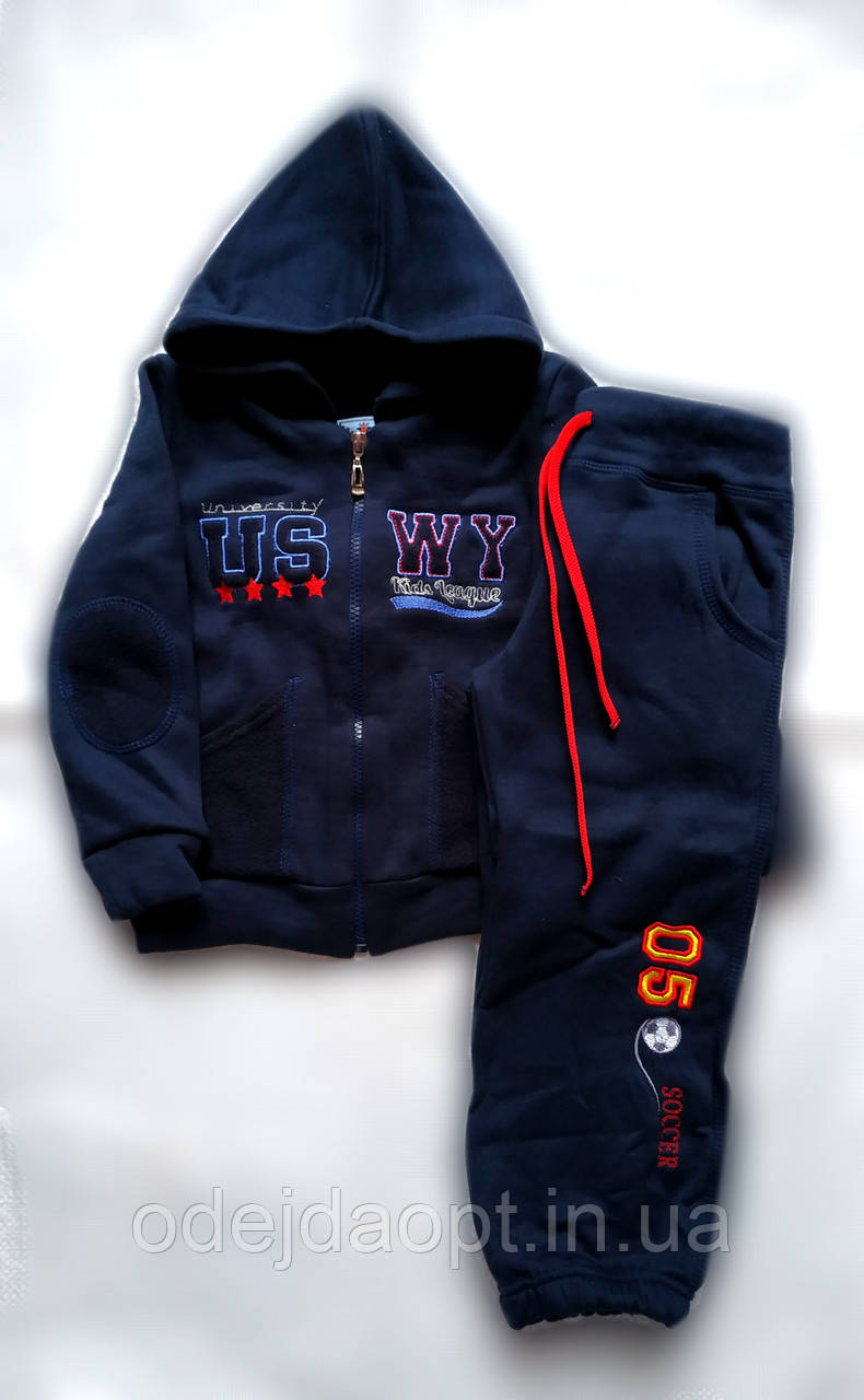 Комплект для хлопчика 3 нитка (джемпер із капюшоном на блискавці + штани) 34(128/134)