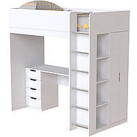 Ліжко-чердак Binky ДЮС33 аляска/білий супермат МДФ ТМ Art In Head