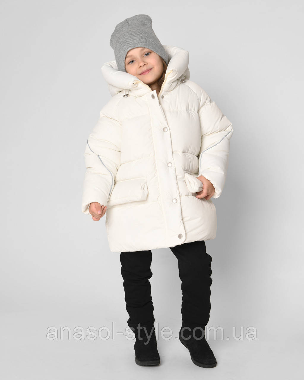 Яскрава зимова куртка оверсайз фасону пуховик для дівчаток утеплювач еко-пух DT-8329-3