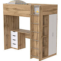 Ліжко-чердак Binky ДЮС33 дуб тахо/білий супермат МДФ ТМ Art In Head