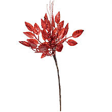 Набір з 12 одиниць. Декоративна гілка "Засніжена листя" червона (2010-078), Elisey