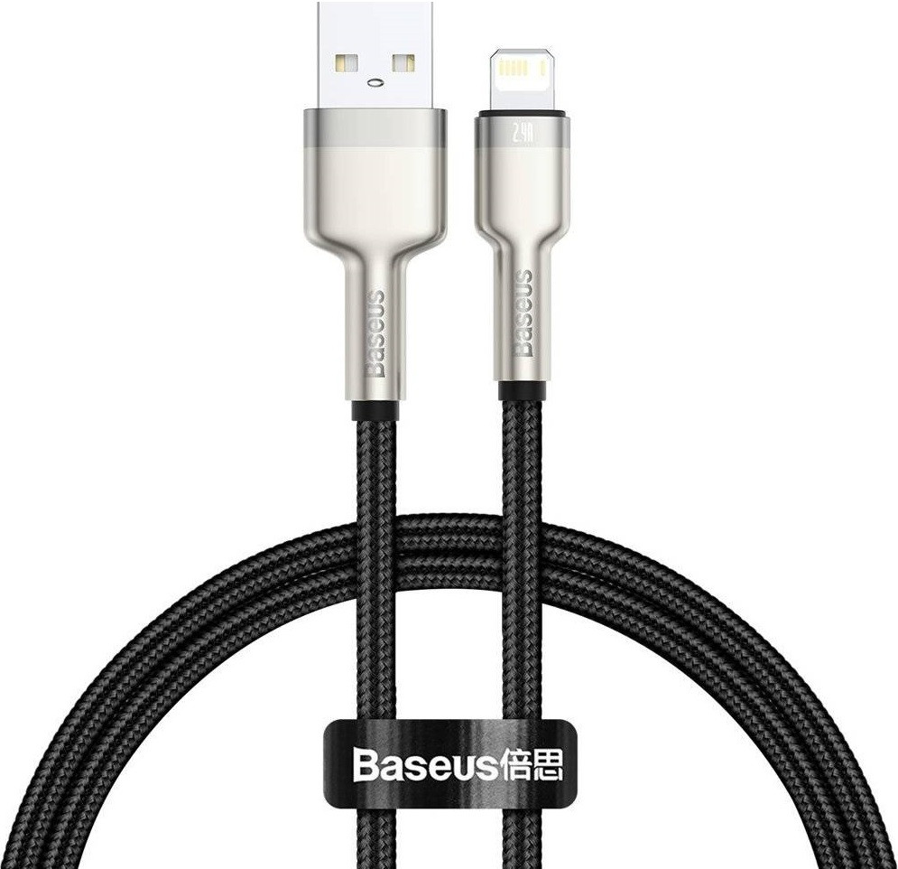 Кабель Baseus Cafule Series Metal Data Cable USB to IP 2.4A 0.25m black (CALJK-01), фото 1