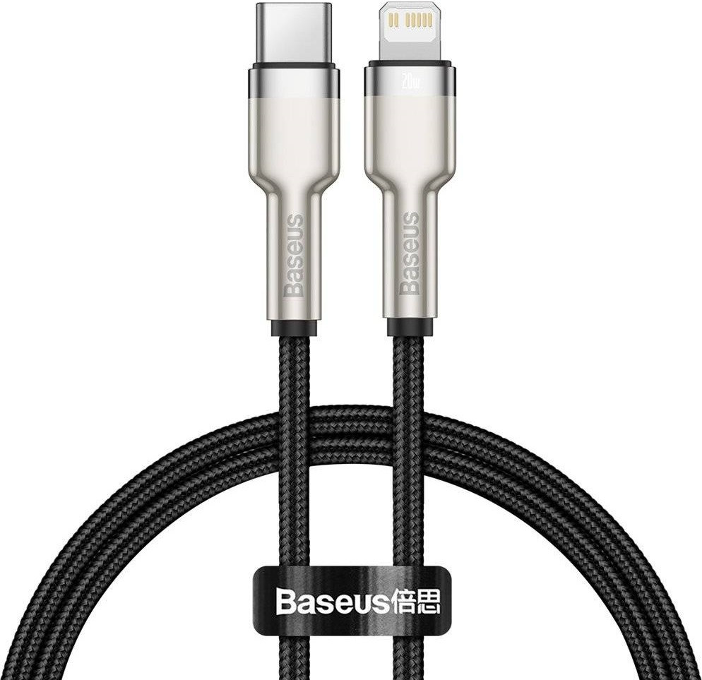 Кабель Baseus Cafule Series Metal Data Cable Type-C to iP PD 20W 0.25m black (CATLJK-01), фото 1