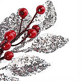 Набір з 12 одиниць. Декоративна гілка "Сріблясте листя з ягодами" (2010-167), Elisey, фото 2