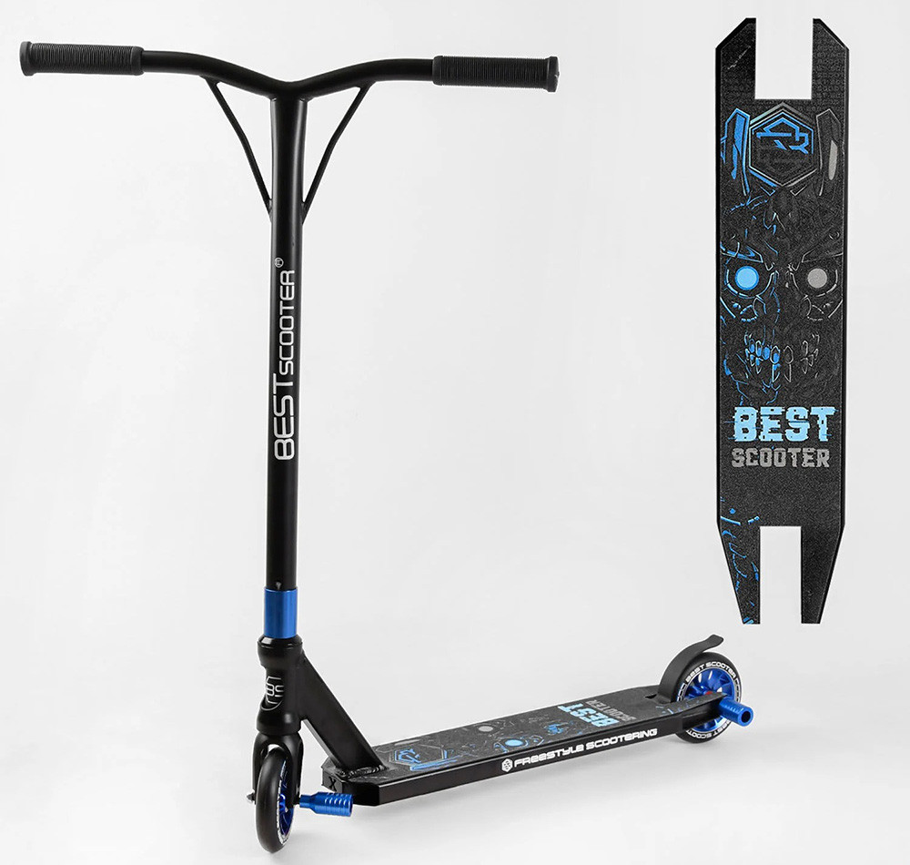 Самокат трюковий Best Scooter 54528 алюміній дека та диски, HIC система, колеса PU-110 мм., фото 1
