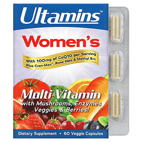 Мультивітамінний комплекс для жінок з коензимом Q10 грибами ферментами Ultamin 60 рослинних капсул
