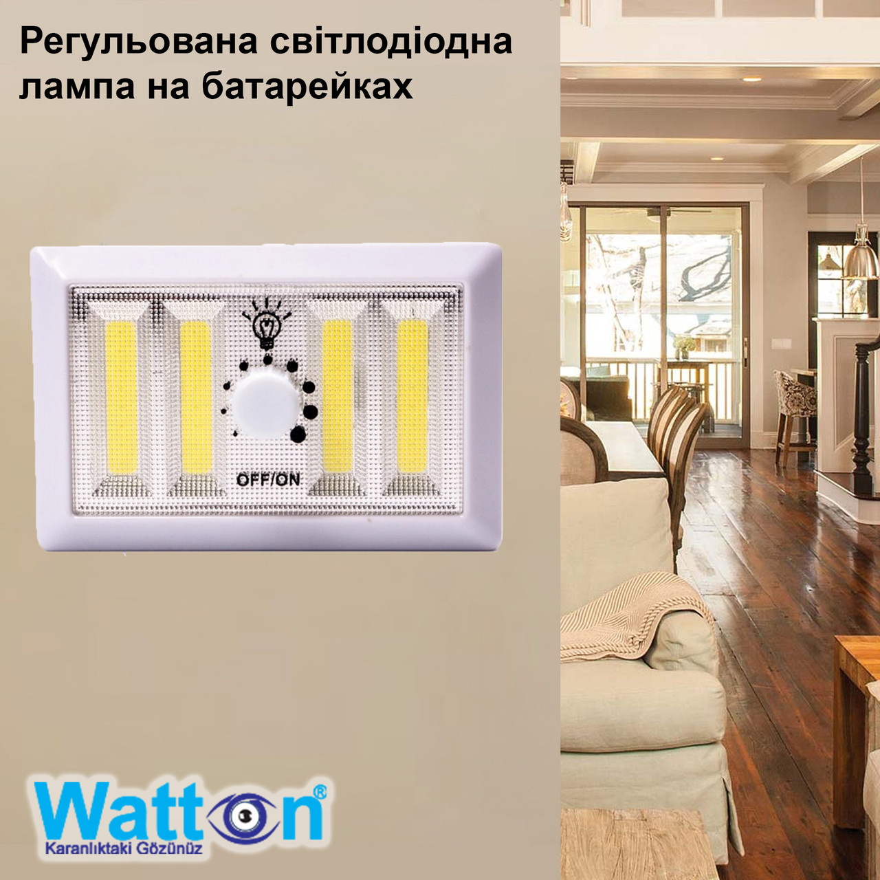 Лампа регульована світлодіодна панель димеру WATTON WT-383 від 4 батарей АА з різними режимами роботи