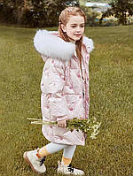 Дитячий і підлітковий зимовий довгий пуховик пальто для дівчинки. Новинка
