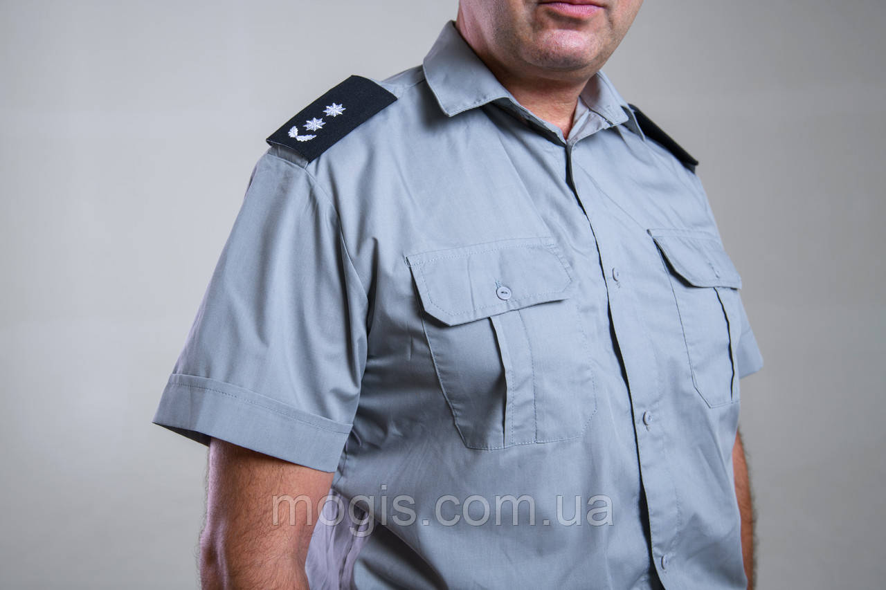 Рубашка форменная серая для сотрудников полиции с коротким рукавом (цвет светло серый) - фото 8 - id-p562023385