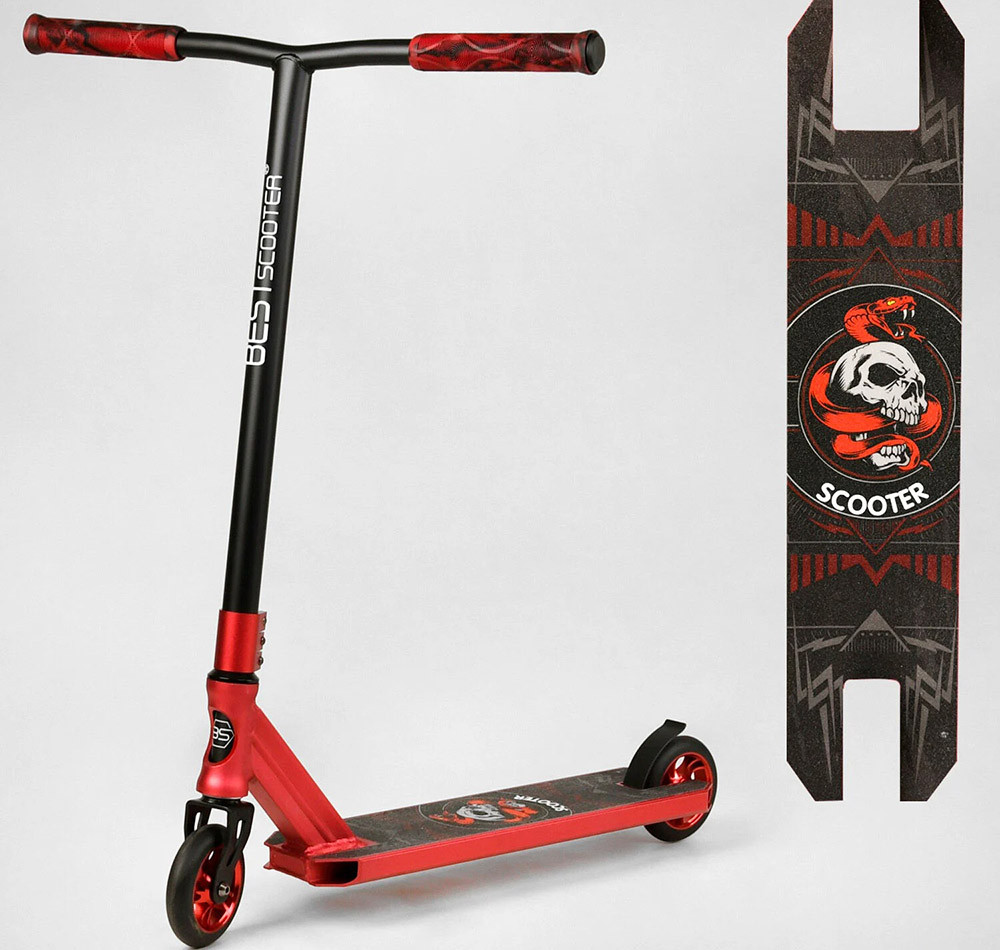 Самокат трюковий Best Scooter BS-9811 ал. дека та диски, HIC система, колеса PU-110 мм., анодоване фарбування, фото 1