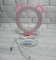 Кольцевая лампа USB диаметр 15см Led USB косметологическая селфи, визаж настольная с ушками