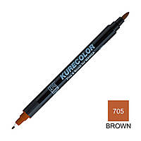 Маркер ZIG 705 Kurecolor Fine & Brush for Manga (2 пера: пензель + т.п)Brown (Коричневий