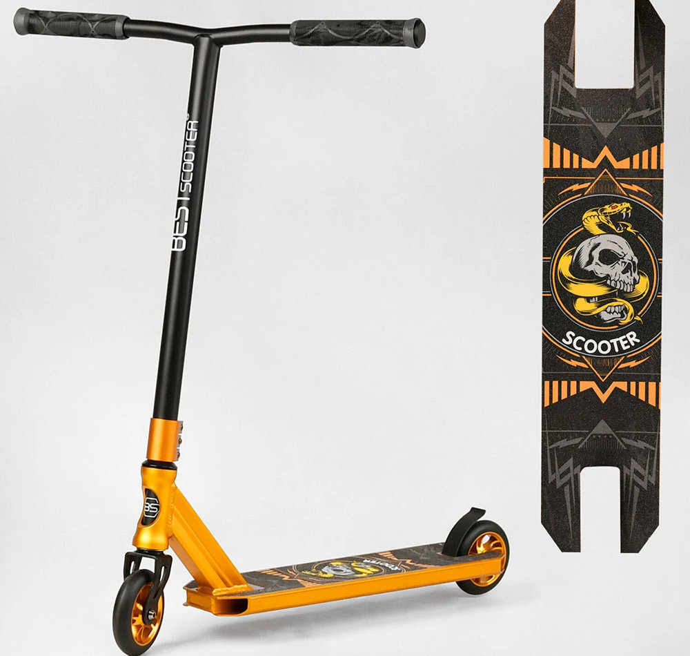 Самокат трюковий Best Scooter BS-9708 ал. дека та диски, HIC система, колеса PU-110 мм., анодоване фарбування, фото 1