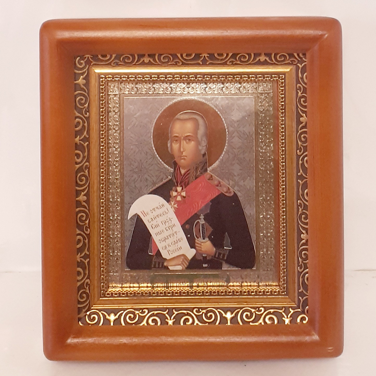 Ікона Федір святий, лик 10х12 см, в коричневому дерев'яному кіоті