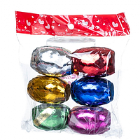 Набір стрічок для упаковки 6 шт.: сріблястий, золотий, синій, рожевий, зелений, червоний.