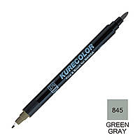Маркер ZIG 845 Kurecolor Fine & Brush for Manga (2 пера: пензель + т.п) Green Gray (Сіро-зелений)