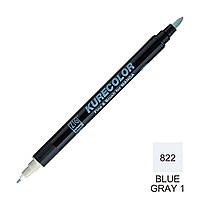 Маркер ZIG 822 Kurecolor Fine & Brush for Manga (2 пера: пензель + т.п) Blue Gray 1 (Сіро синій 1)