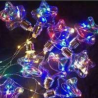Гирлянда светодиодная НА БАТАРЕЙКАХ новогодняя штора бахрома паутинка лама с цоколем 2.5 метра 10 лампочек