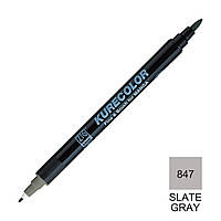 Маркер ZIG 847 Kurecolor Fine & Brush for Manga (2 пера: пензель + т.п)Slate Gray (Синкувато-сірий