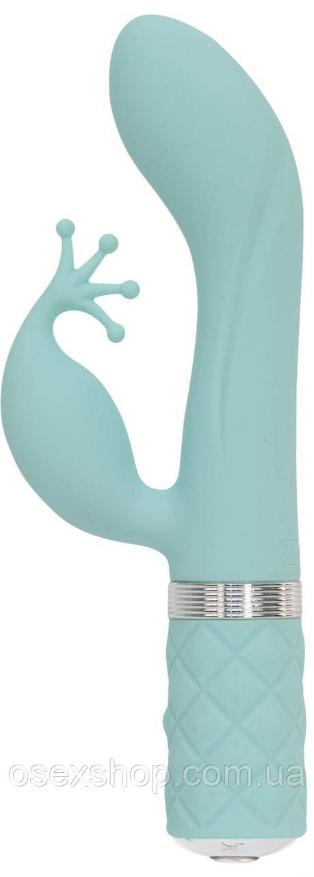 Розкішний вібратор-кролик Pillow Talk — Kinky Teal з кристалом Сваровскі, потужний