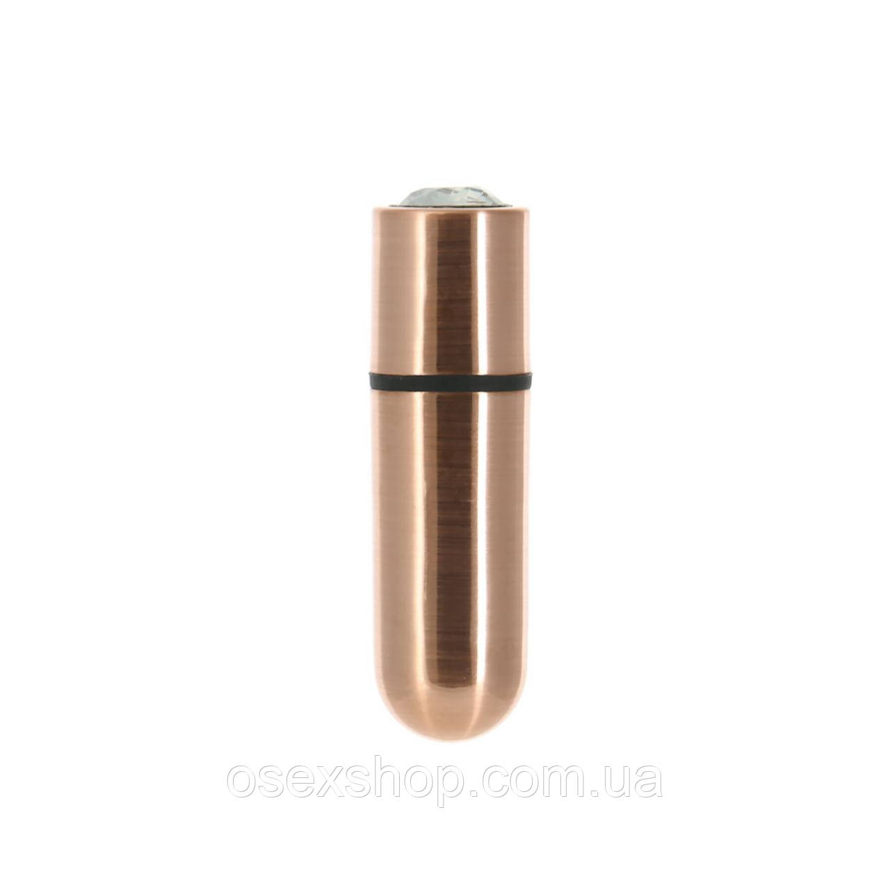 Вібропуля PowerBullet First-Class Bullet 2.5| with Key Chain Pouch, Rose Gold, 9 режимів вібрації, фото 1
