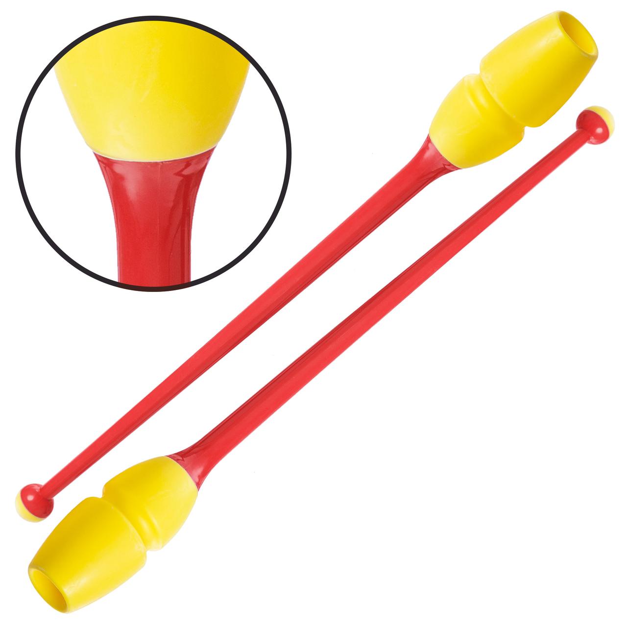 Булави для художньої гімнастики Zelart 0964 довжина 35 см Red-Yellow, фото 1